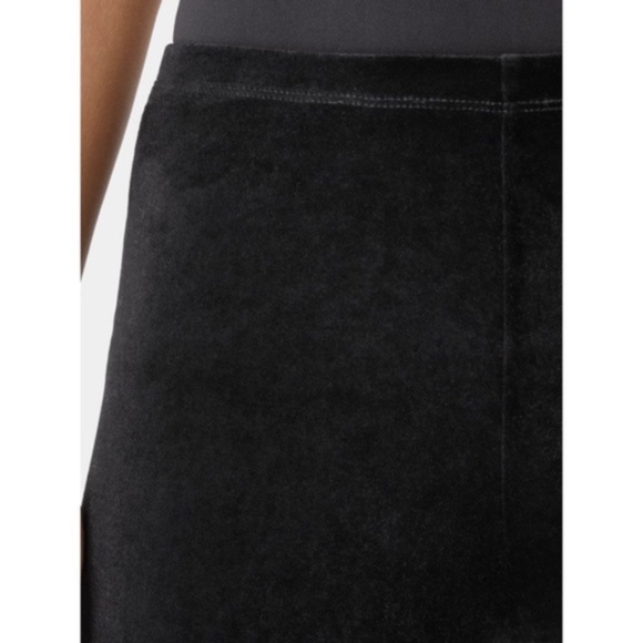 NWT New Eileen Fisher Black Ankle Length Slim Fit Stretch Velvet Knit Leggings - Picture 3 of 7